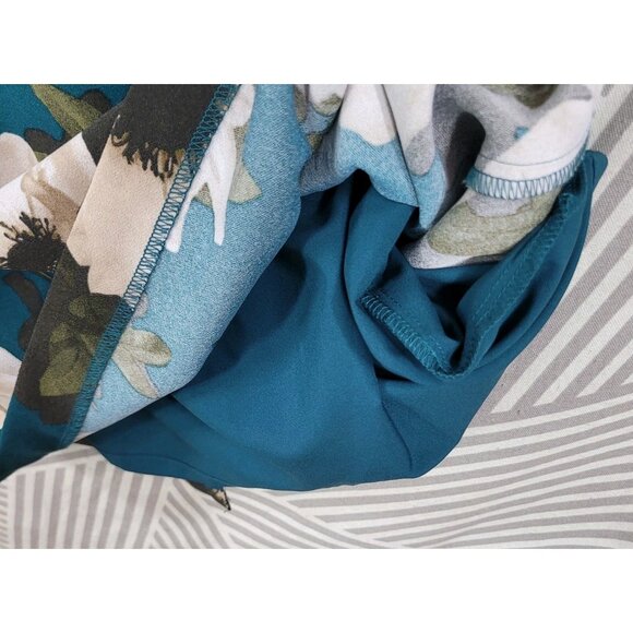 Banana Republic Shirt Dress Size 4 Petite Casual floral Teal Blue Poppy Rose - Picture 4 of 6